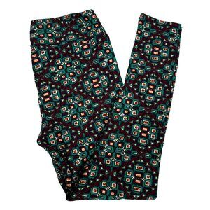 LuLaRoe Southwestern Cowgirl Turquoise Orange Maroon Leggings Tall & Curvy TC